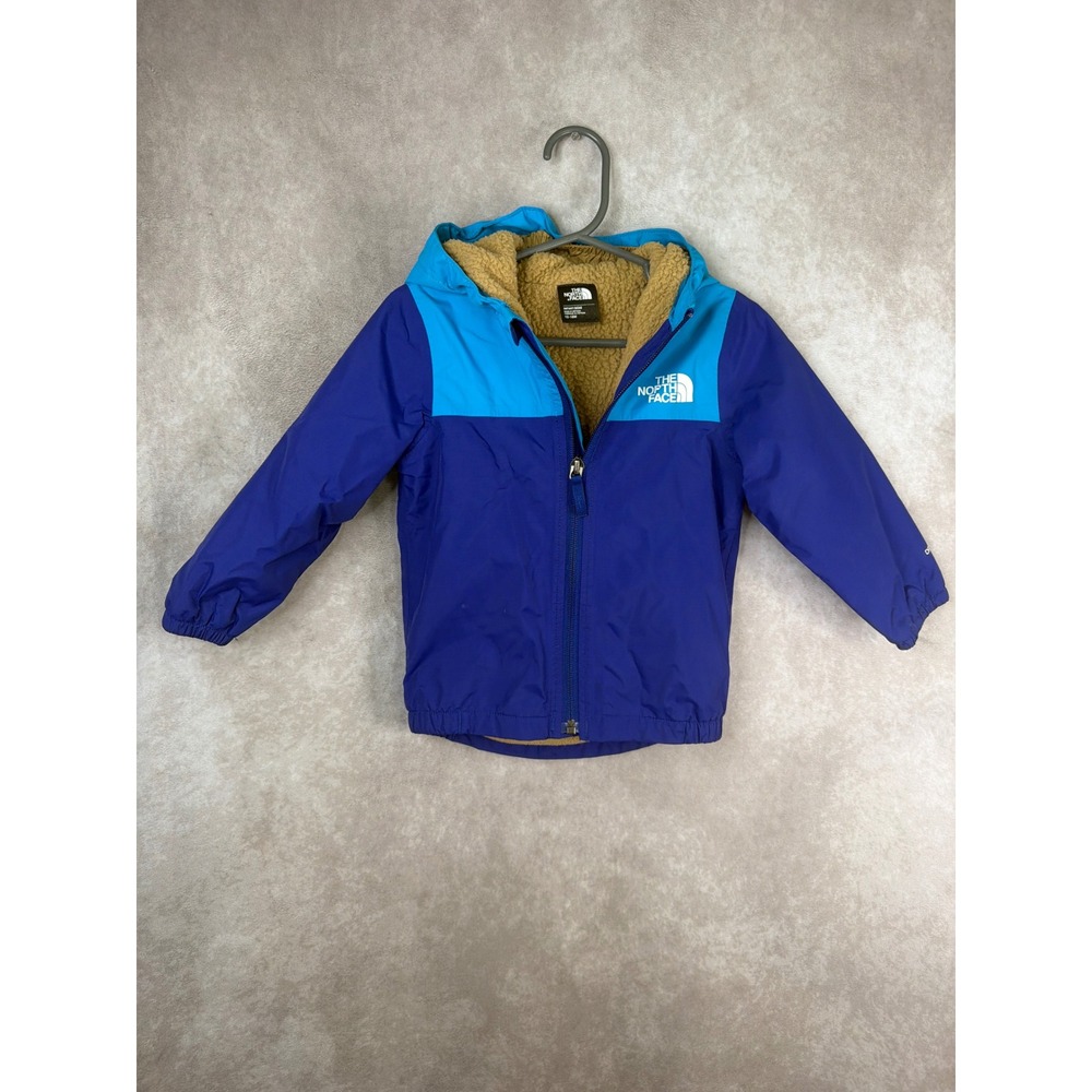 The North Face Hooded Jacket Kids 12-18M Blue DryVent Fleece Lined Colorblock